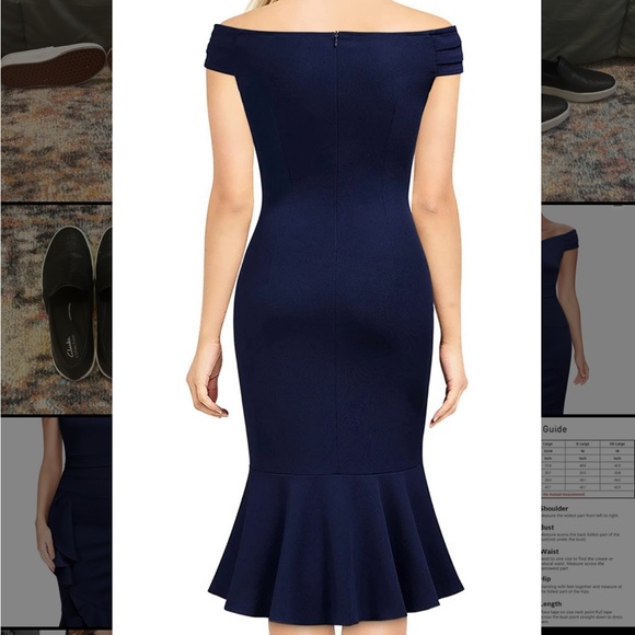 Navy off the shoulder dress - Picture 4 of 4